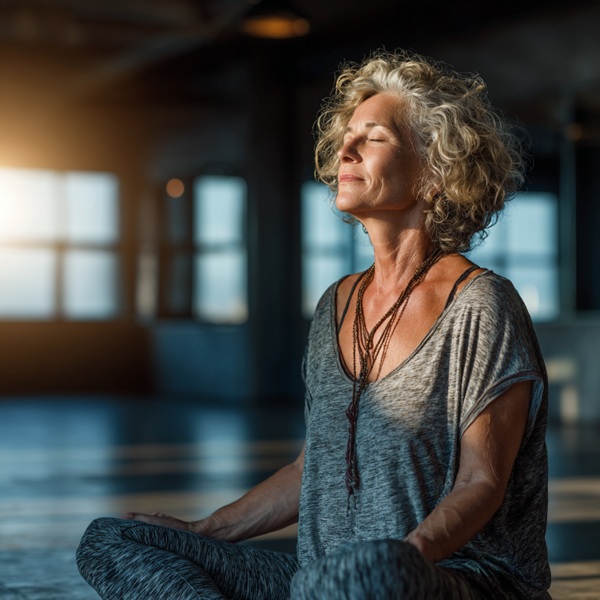 Jóga oktató idős emberekkel